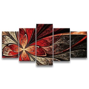 Quadro Decorativo 129x63 Sala Quarto Flor Vermelha Design