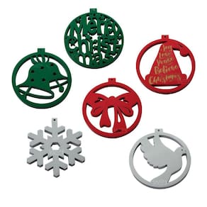 Conjunto de Enfeites Para Árvore de Natal 6 Peças em MDF