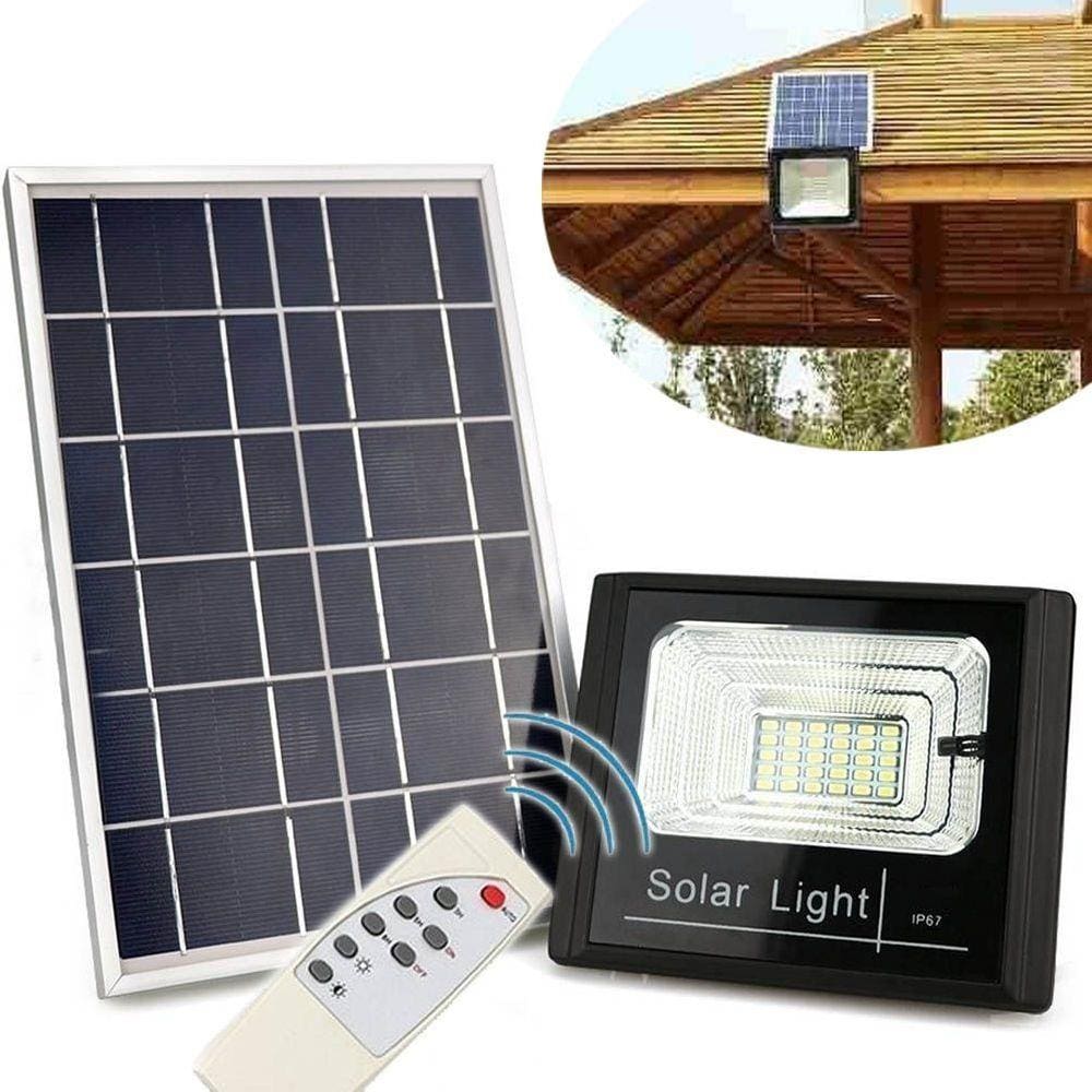 Refletor Solar Holofote Led 40w Placa Solar Controle Completo Iluminacao Sensor