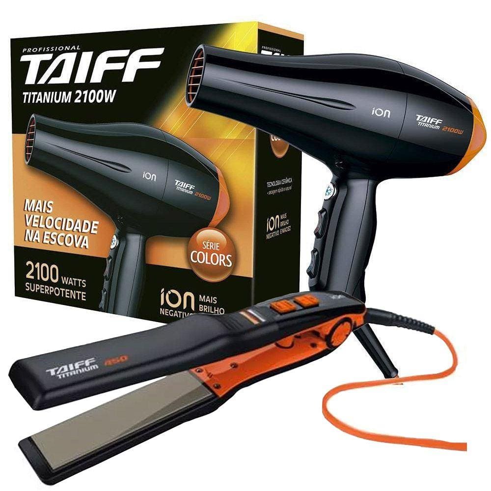 Secador Taiff Titanium Colors 110 + Chapinha Bivolt Taiff Titanium Colors - Laranja