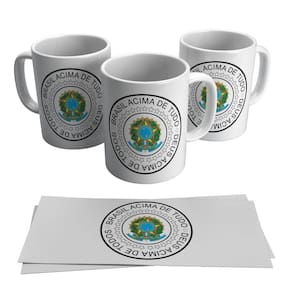 Caneca Brasil Acima de Tudo Deus Acima de Todos Frase Brasão