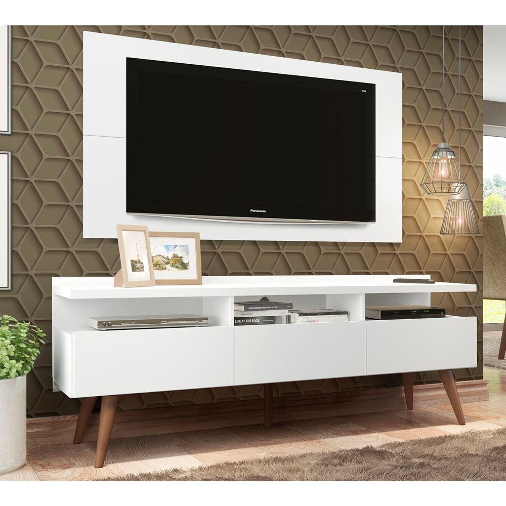Conjunto Sala de Estar Madesa Rack Londres e Painel