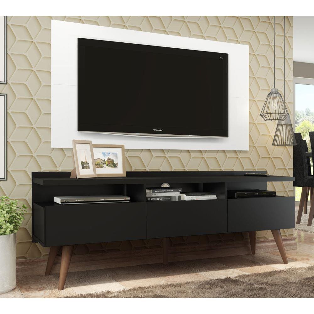 Conjunto Sala de Estar Madesa Rack Londres e Painel