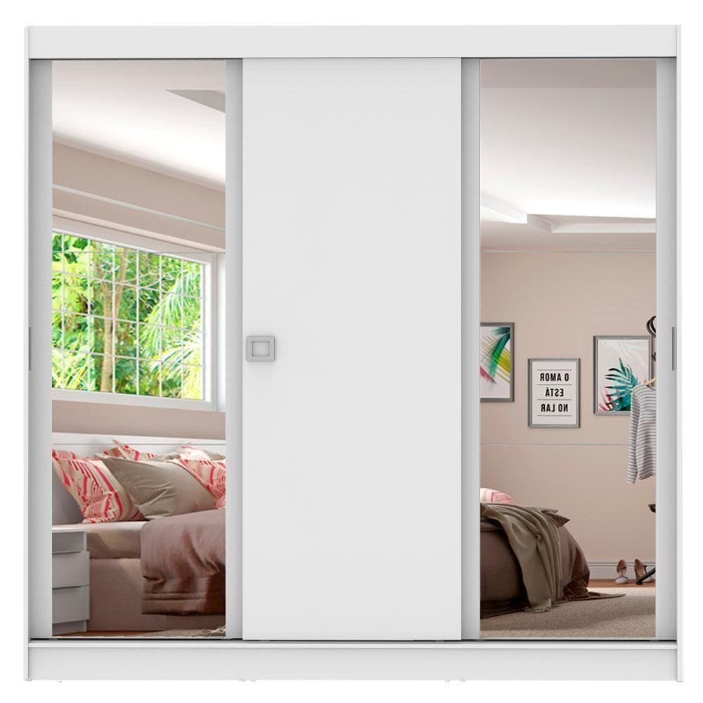 Guarda-Roupa Casal Madesa Napoli 3 Portas de Correr 2 Portas com Espelho