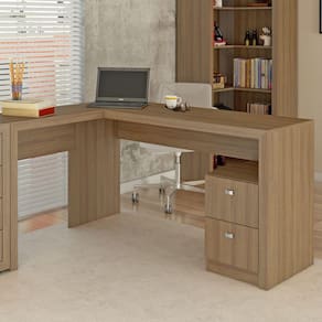 Mesa para Escritório 2 Gavetas Me4129 Amendoa - Tecno Mobili