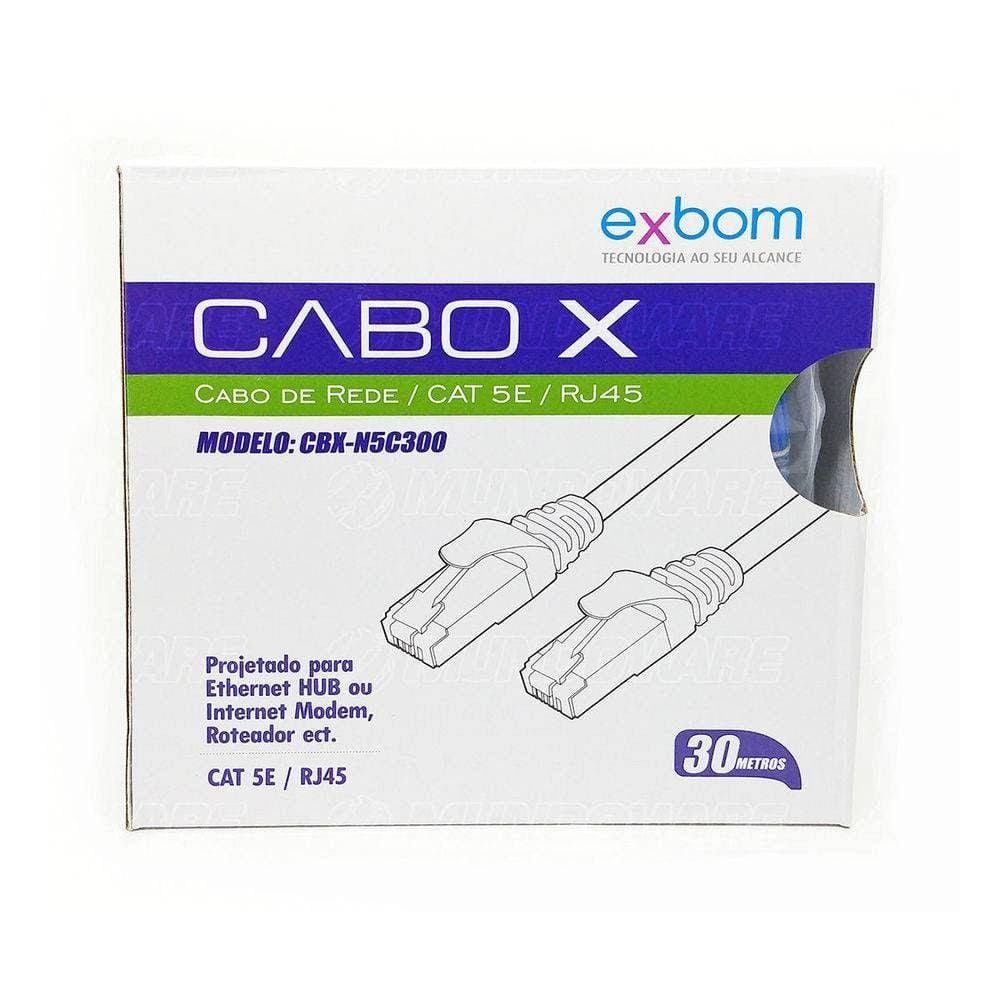 Cabo De Rede Patch Cord De 30 Metros Cat-5E Azul Lan Montado