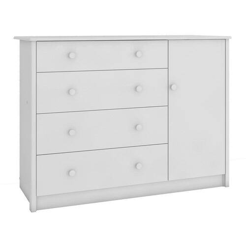 imagem-Cômoda de Bebê 1 Porta 4 Gavetas Dani Móveis Peroba Branco Brilho