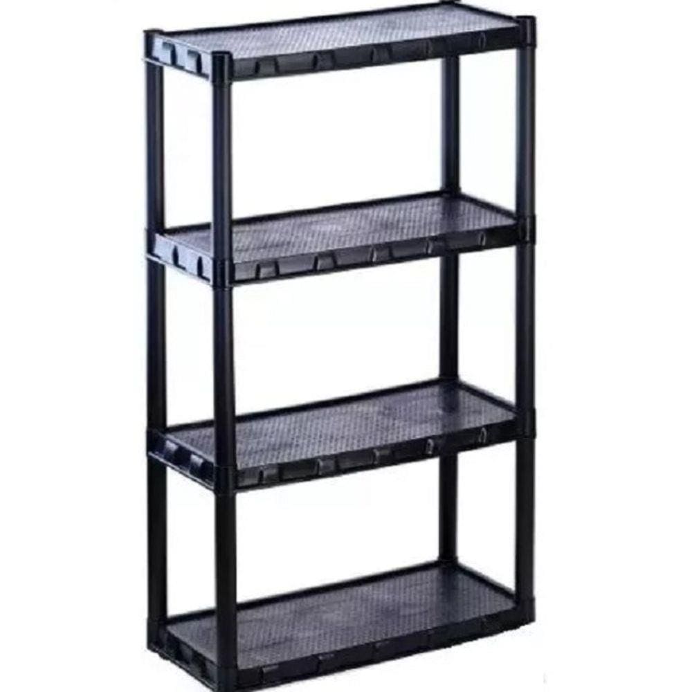 Estante Plástica Modular Preta Com 4 Prateleiras