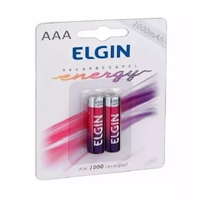 Pilha Recarregável AAA Palito 1000mah Elgin 2 Pilhas