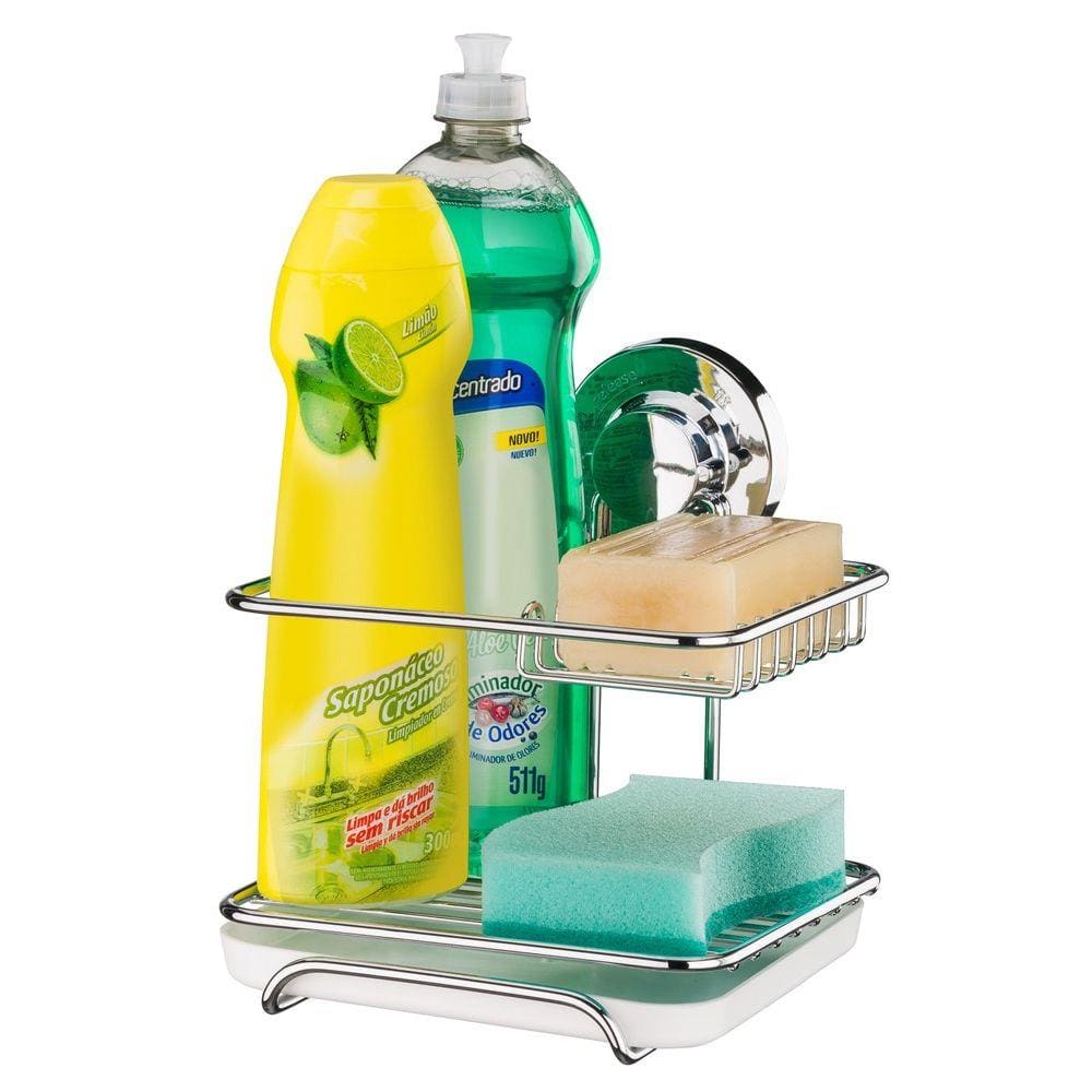 Suporte Para Sabão Detergente e Esponja Fixação a Vácuo