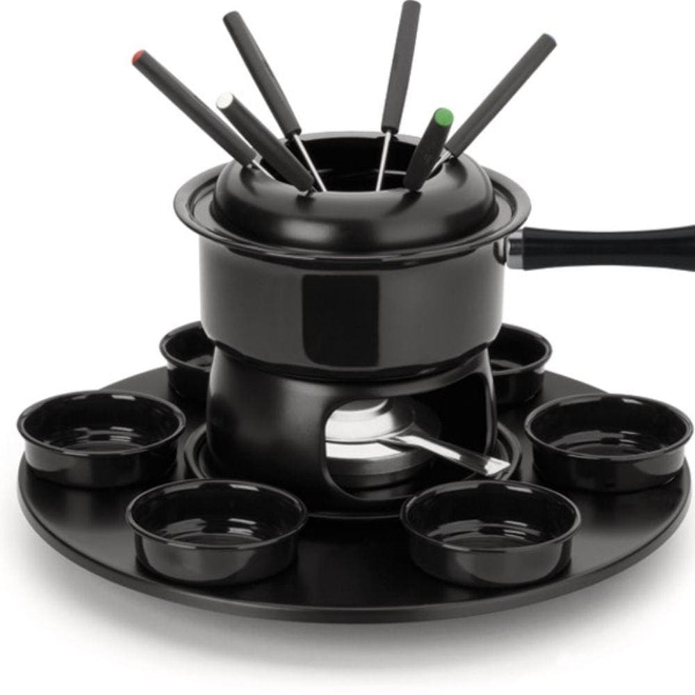 Fondue Carroussel Lugano - Panela Preta 17 peças -Forma Inox