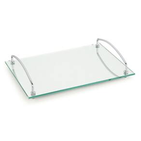 Bandeja vidro aço Andrea 35 X 25 Cm Espelhada