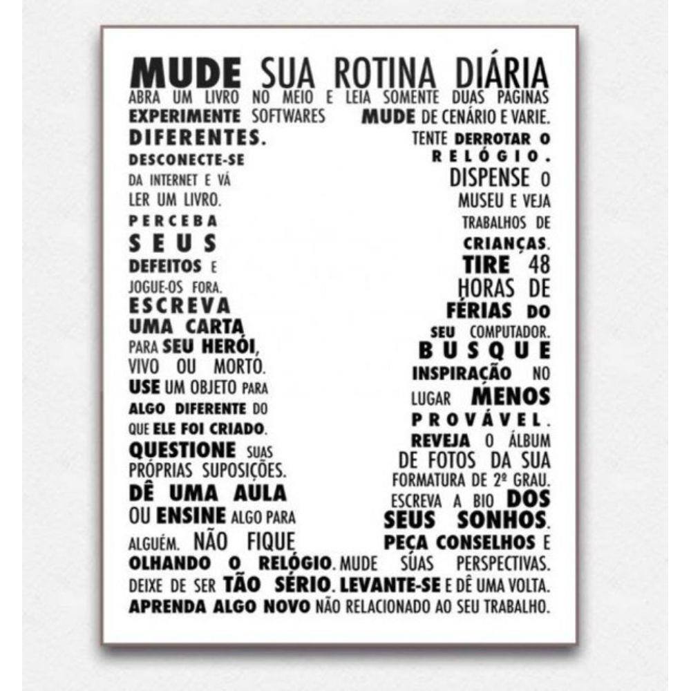 Quadro placa decorativa mdf frases Mude