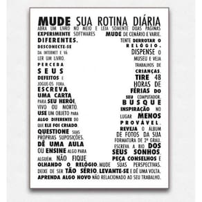 Quadro placa decorativa mdf frases Mude