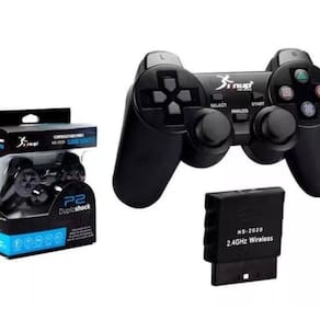Kit 2 controles playstation 2 PS2 Sem Fio Preto