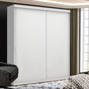 Guarda Roupa Solteiro 2 Porta de Correr Kiara Espresso Móveis Branco