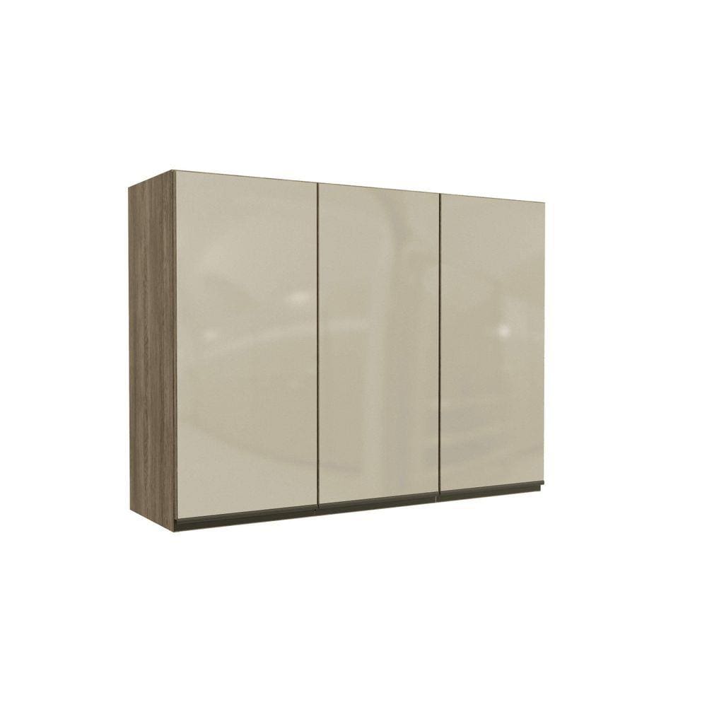 Armário Aéreo de Cozinha 3 Portas com Vidro 120cm Maxxi