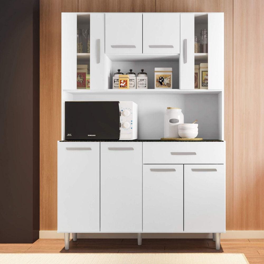 Armário de Cozinha 8 Portas 1 Gaveta Gabi Poliman Móveis Branco