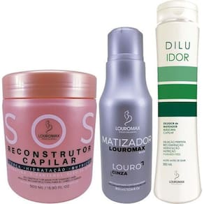 Kit Matizador Louromax Black 300ml, Diluidor 300ml e Sos 500ml