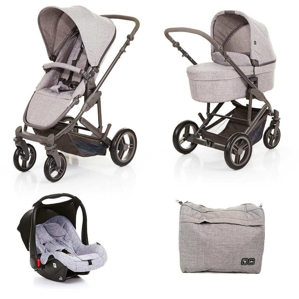 Carrinho De Bebê Abc Design Como 4 Woven Grey + Moisés + Bebê Conforto