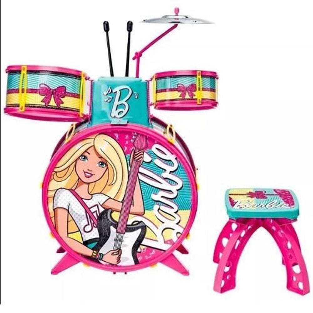 Bateria Infantil com Banquinho Barbie Fabulosa FUN 7293-1