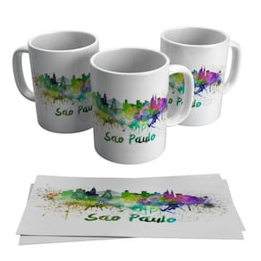 Caneca São Paulo Cidade Pontos Turísticos em Aquarela