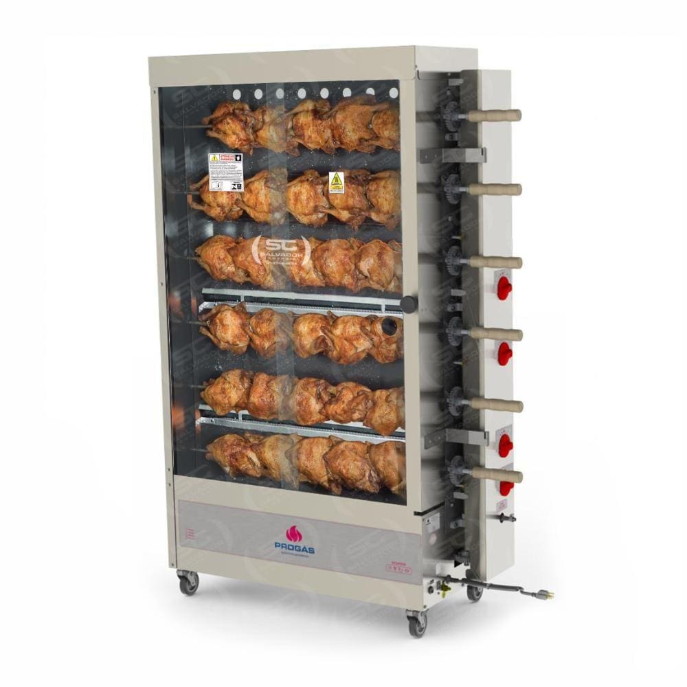 Assador Frango Forno Rotativo Tubular 6 Espetos Garfo Pr-634 Bivolt - Progás