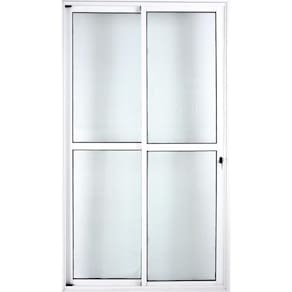 Porta de Alumínio de Correr Balcão 2 Folhas 2,10 x 1,20 Branco Linha 25 Com Chave