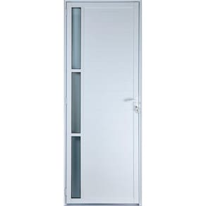Porta De Alumínio Lambril Com Visor Cor Branco 2,10 X 0,90 Esquerda Linha All Soft