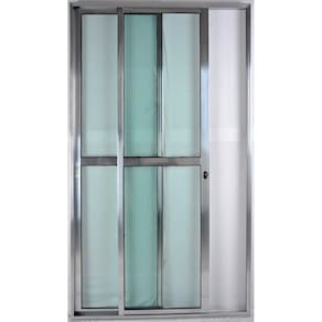 Porta de Alumínio de Correr Balcão 2 Folhas 2,10 x 1,20 Brilhante Linha 25 Com Chave