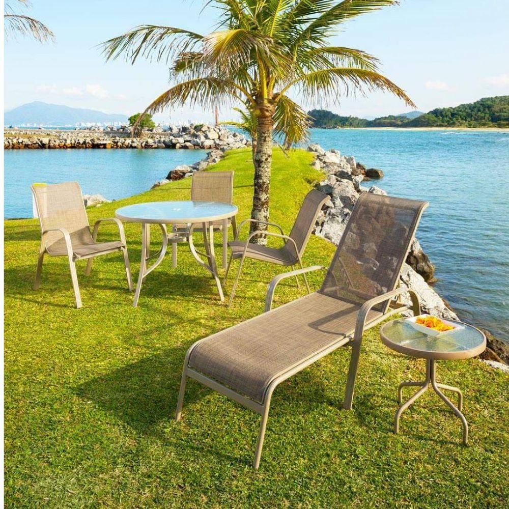 Espreguiçadeira Empilhável Summer Slim Mestra Móveis Champagne