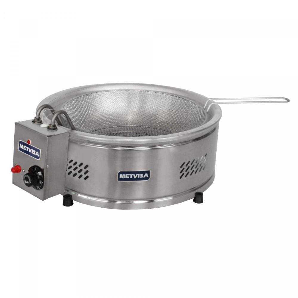 Tacho de Fritura Industrial Elétrico 6L Óleo 1 Cuba Metvisa 127V Inox