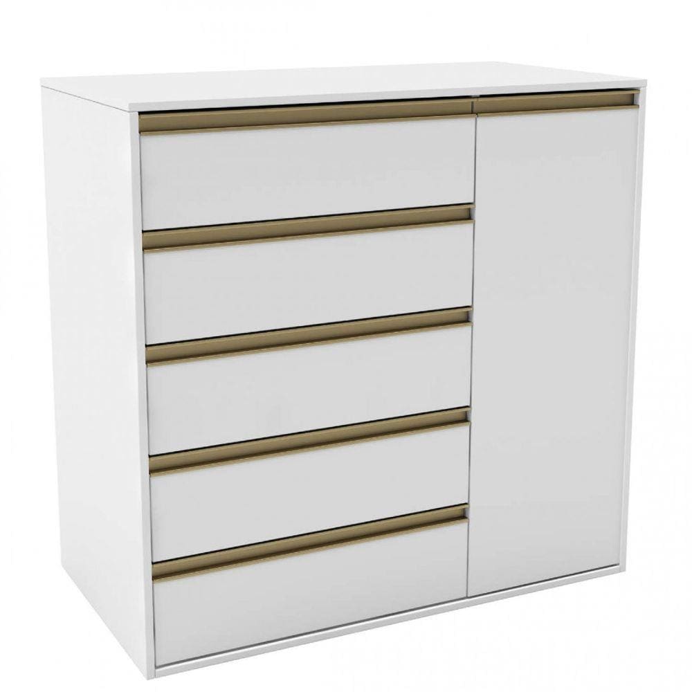 Cômoda 5 Gavetas 1 Porta Auriva Belmax Branco