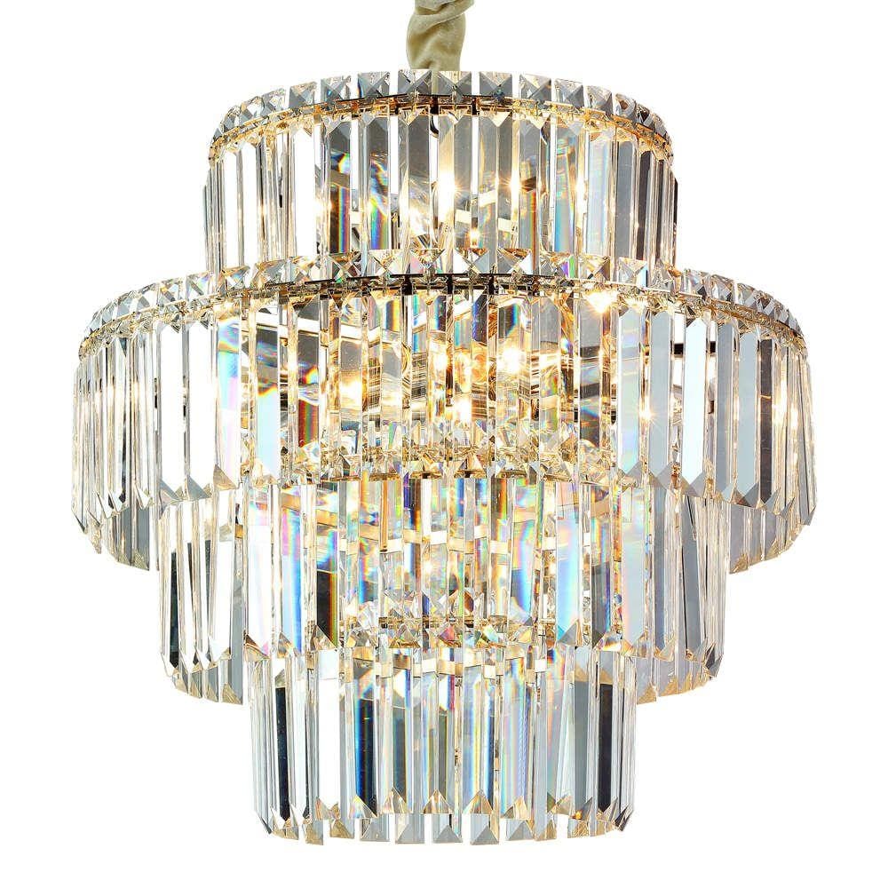 Pendente de Cristal Hera 49cmx48cm Bella Iluminação Dourado/Transparente