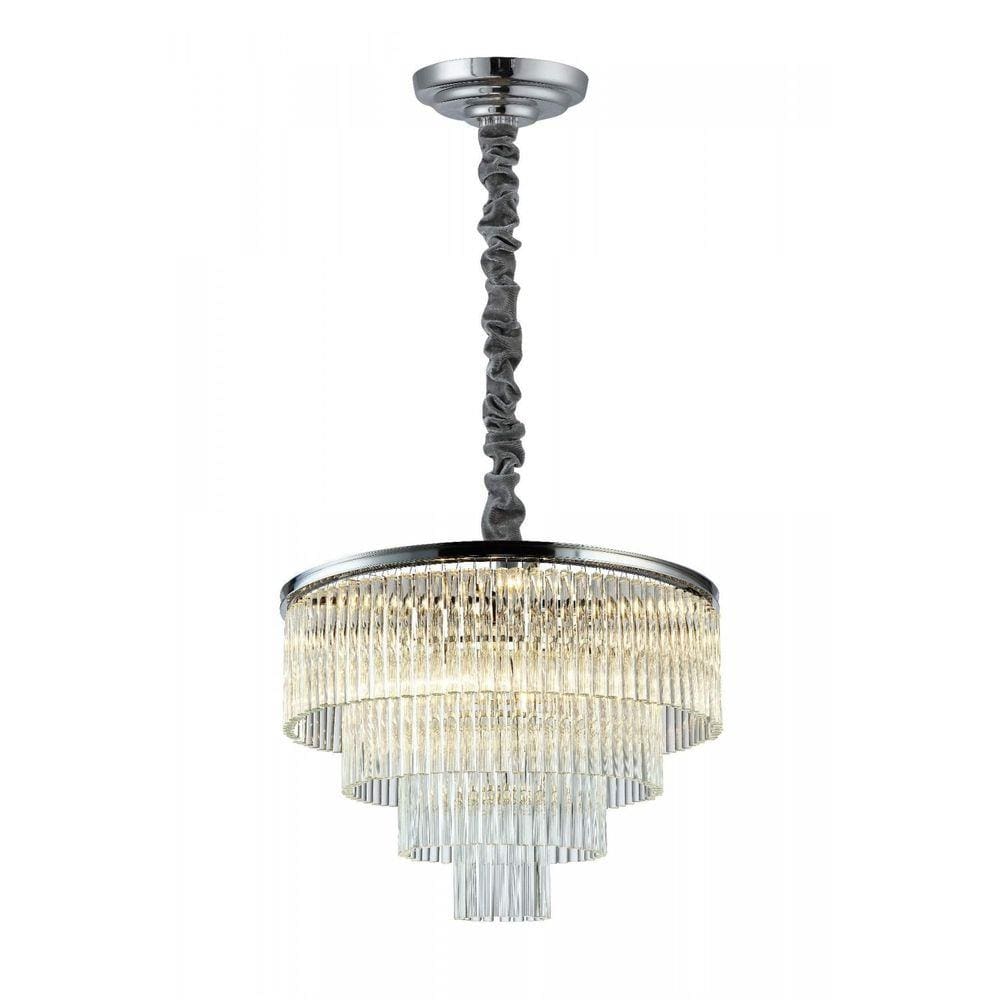Pendente de Cristal Vivi 42cmx60cm Bella Iluminação Cromado/Transparente
