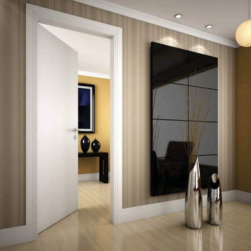 Kit Porta de Madeira Lisa Laqueada 210cmx90cm Moldufama Esquerda Branco