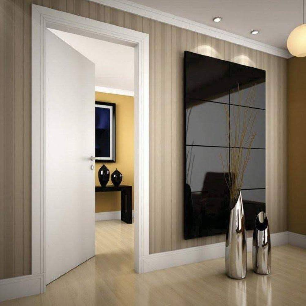 Kit Porta de Madeira Lisa Laqueada 210cmx70cm Moldufama Esquerda Branco