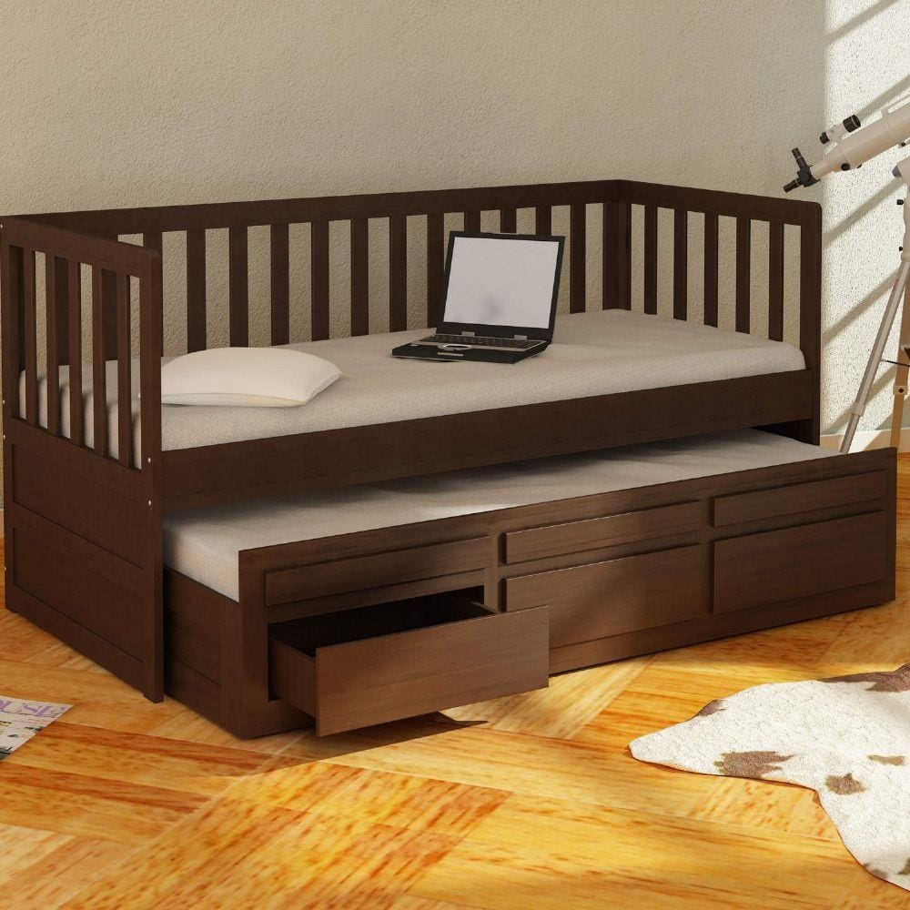 Bicama Solteiro Reta 3 Gavetas Móveis Saraiva Tabaco