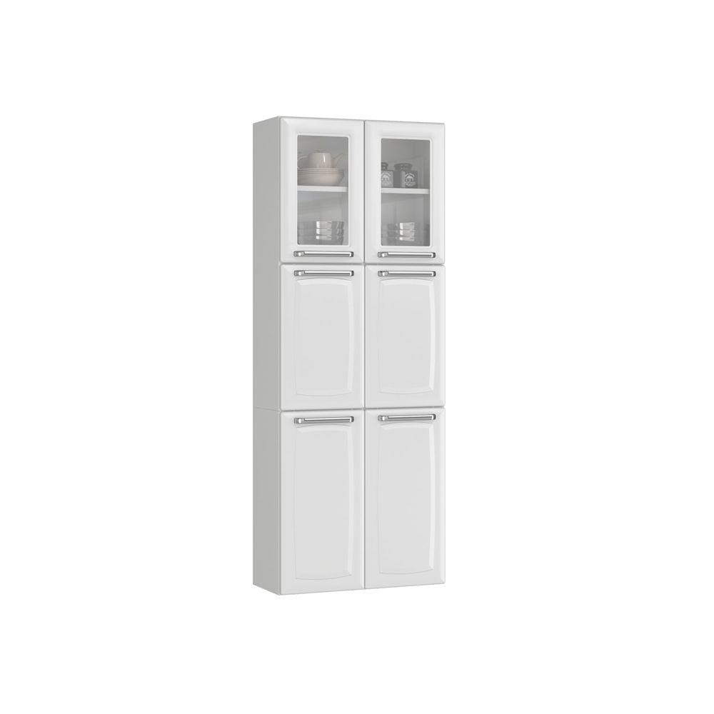 Paneleiro Duplo em Aço 6 Portas 2 de Vidro 4 Prateleiras Luce 2018 Itatiaia Branco