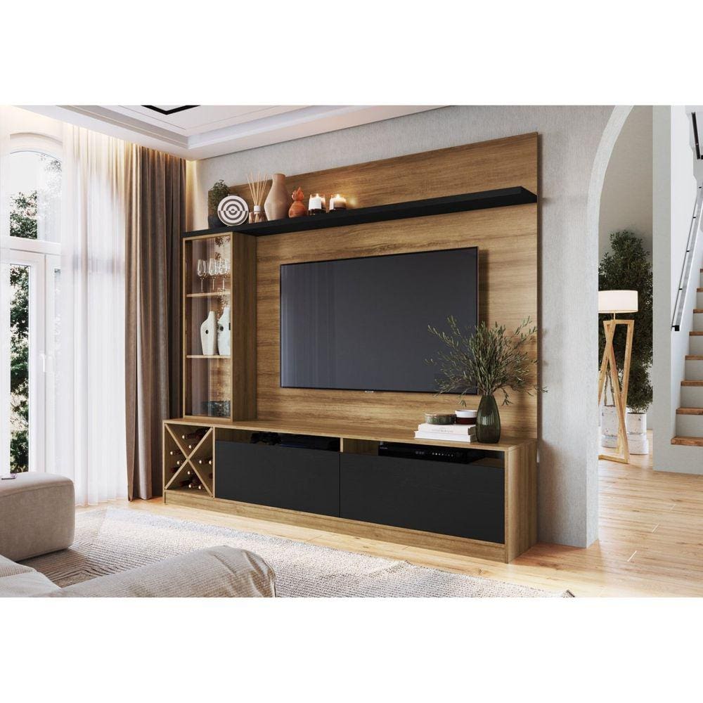 Rack com Painel para TV até 50 Polegadas com Adega e Cristaleira Sorrento Quiditá