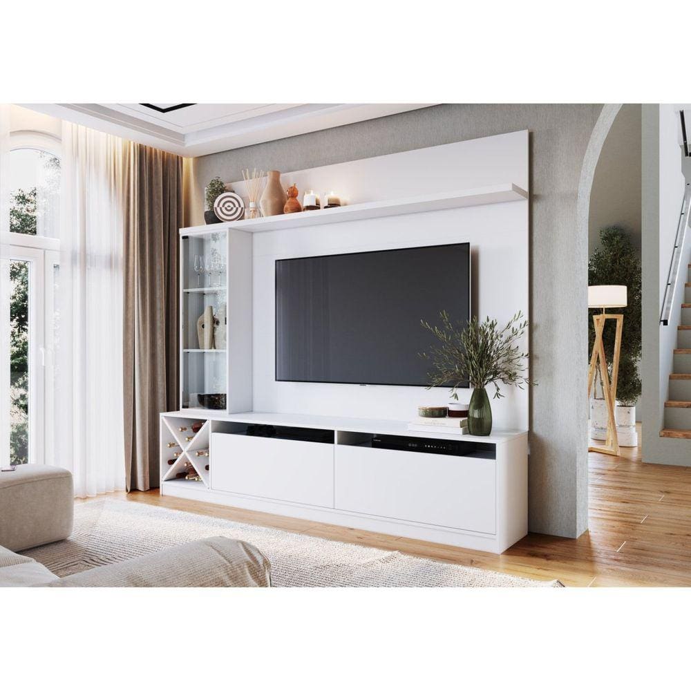 Rack com Painel para TV até 60 Polegadas com Cristaleira e Adega Veneza Quiditá
