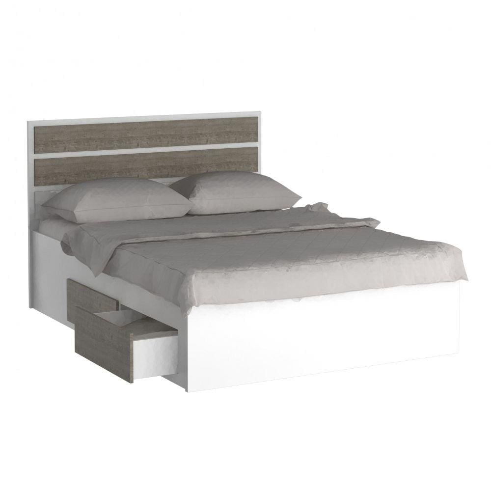 Cama Casal 4 Gavetas Foscarini Branco/Demolição