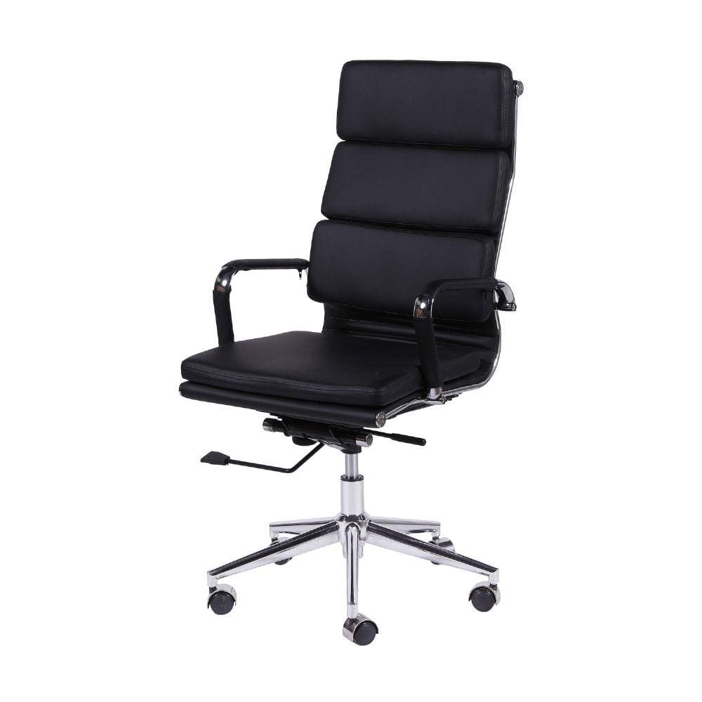 Cadeira Escritório Alta Estofada em Corino com Rodízios 3304 OR Design Preto