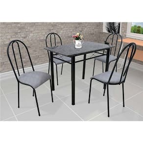 Conjunto de Mesa com 4 Cadeiras Genebra Couro Sintético