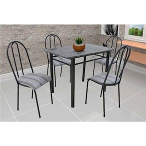 Conjunto de Mesa com 4 Cadeiras Genebra Couro Sintético
