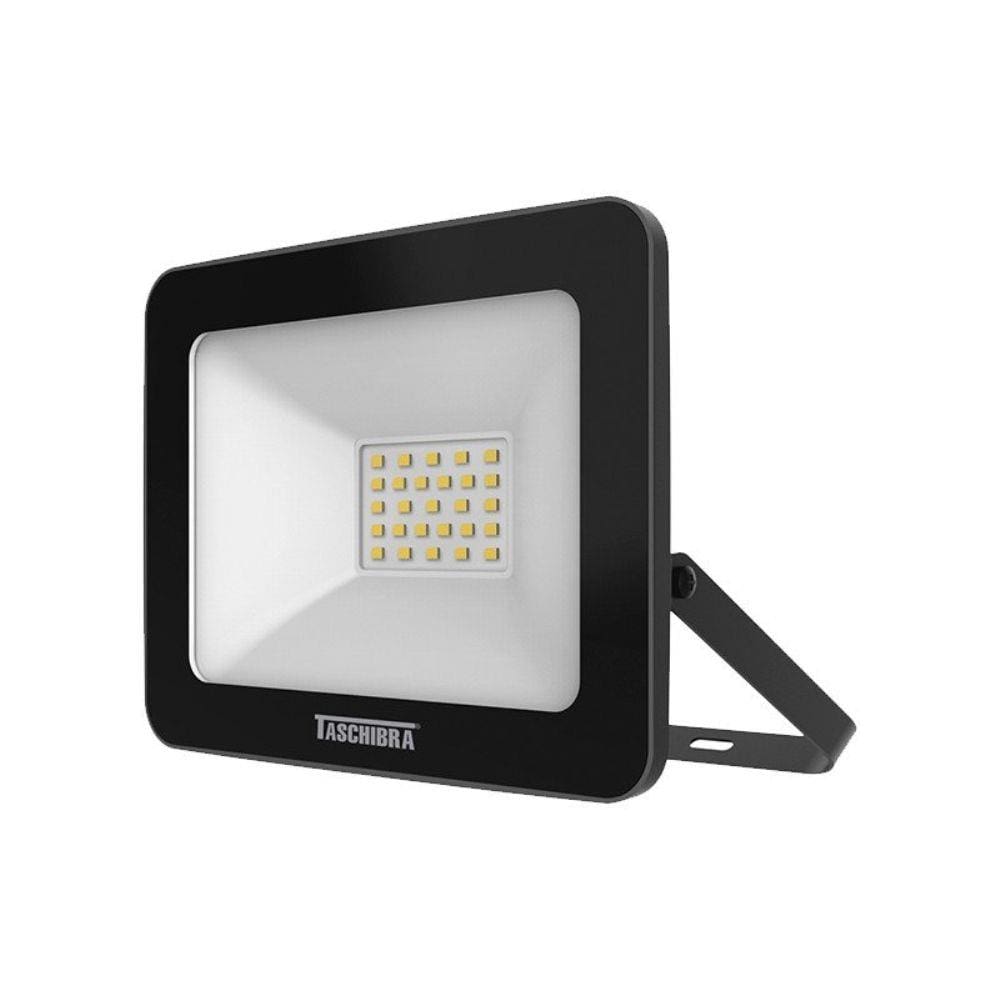Refletor Taschibra TR Led 30 Slim 30W Preto 3000K Luz Amarela
