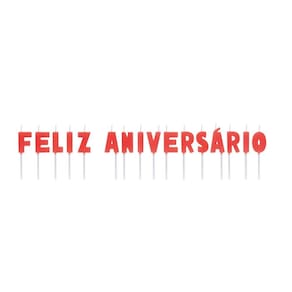 Vela Letras Feliz Aniversario Vermelho  Dec. Festas