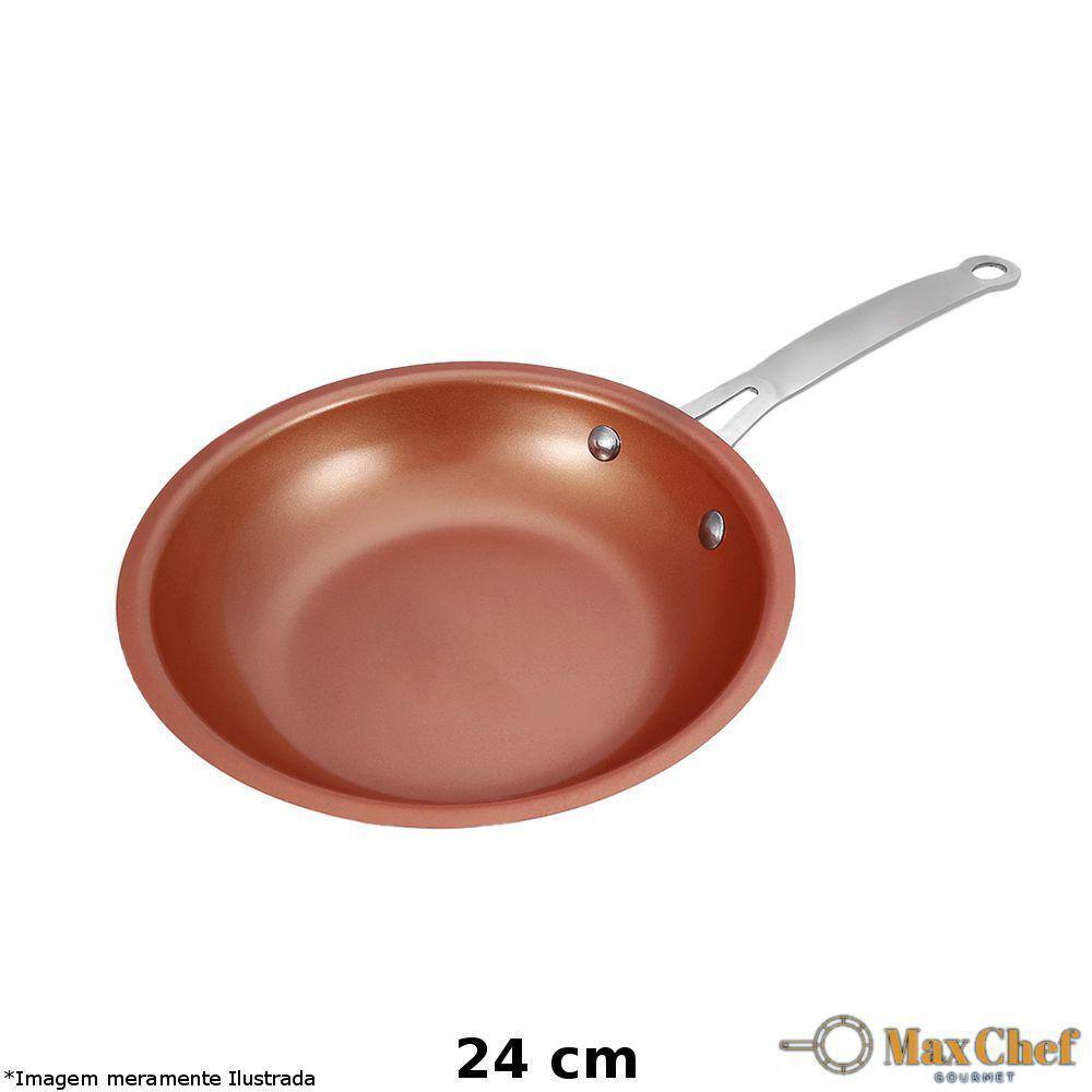 Frigideira Antiaderente 24 cm Cerâmica e Cobre - Titânio - MaxChef