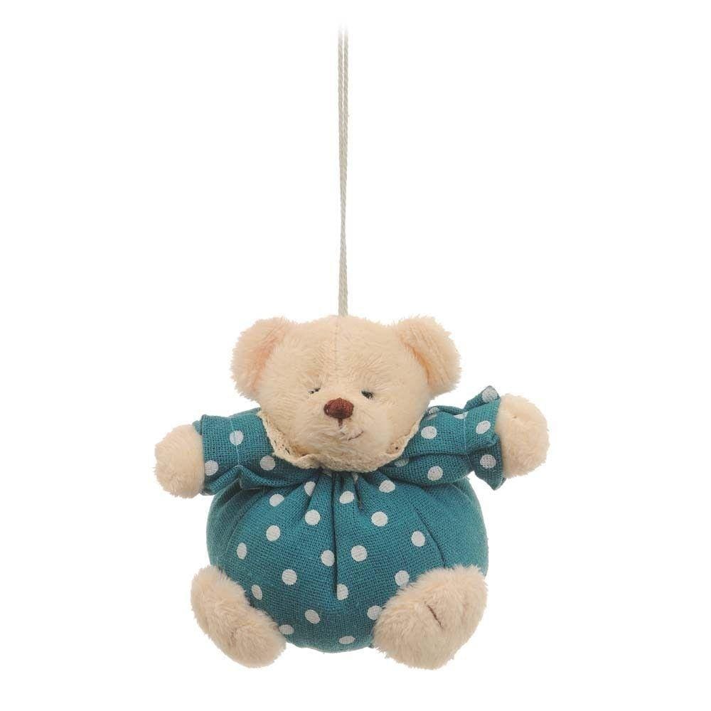 Enfeite Urso De Pelúcia P/ Pendurar Decoração Natal 8cm Azul