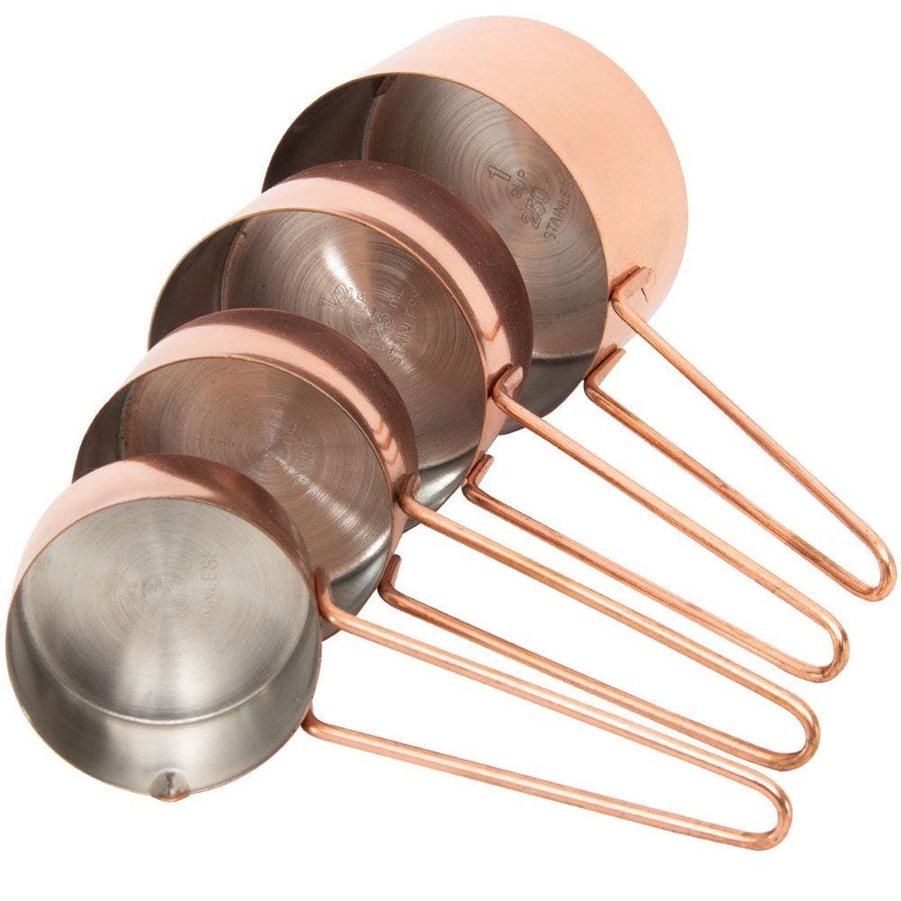Conjunto 4 Xícaras Medidoras Cor Bronze Rosê Gold Mimo Style